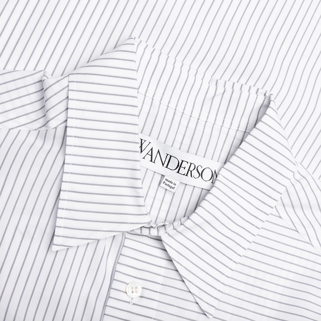 Contrast Patch Pocket Shirt - Grey/White - Image 3