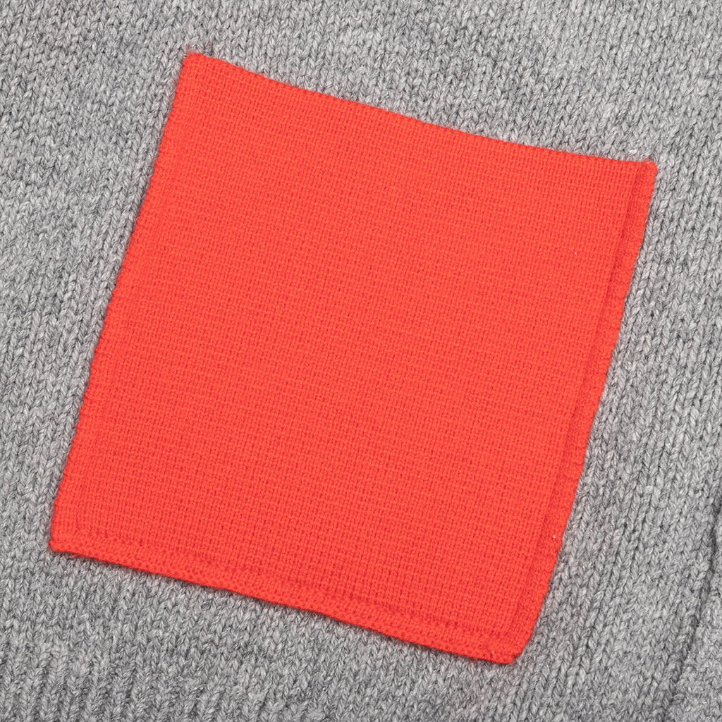Contrast Pocket Cardigan - Grey Melange - Image 4
