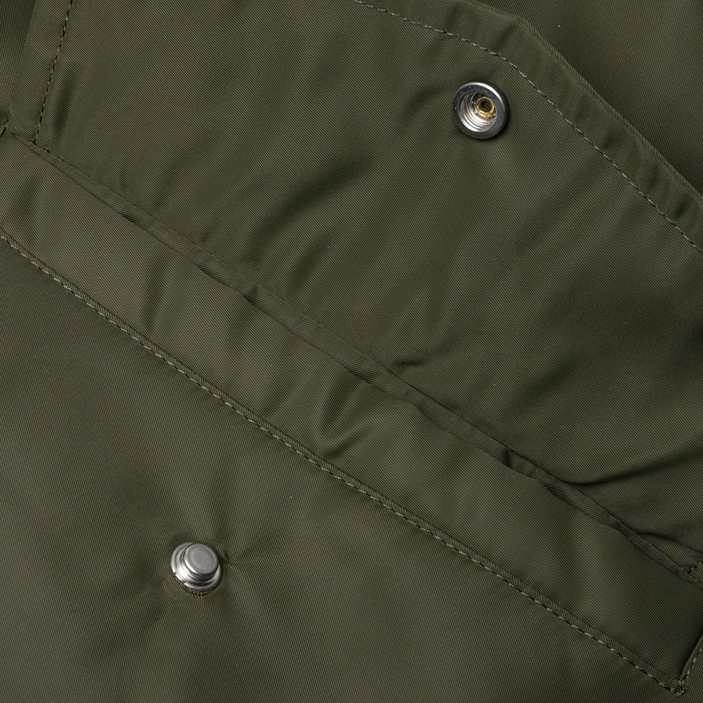 Oversized Curved Hem Bomber Jacket - Olive - Image 4