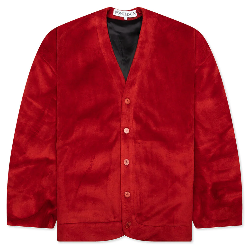Oversized V-Neck Cardigan - Rust