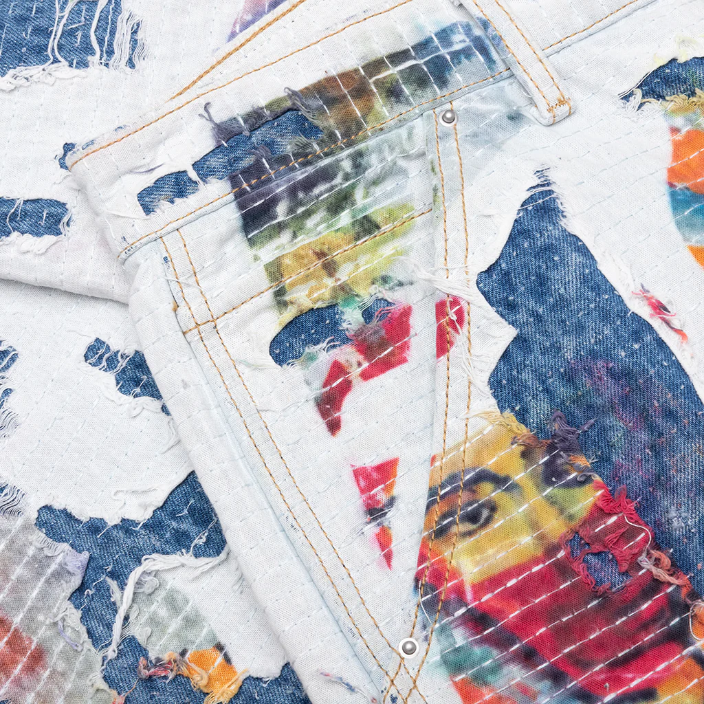 Boro Stitched Double Knee Pant - Multi - Image 3
