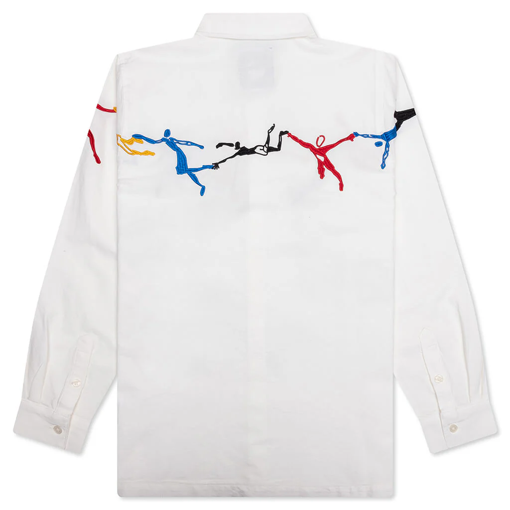 Embroidered Figures Button Up - White - Image 2