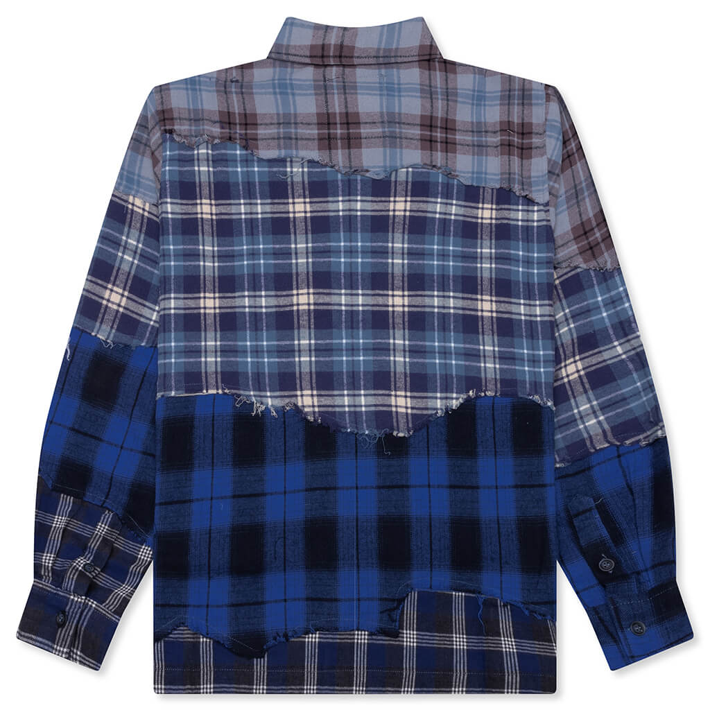 Face Patchwork Flannel - Blue Multi - Image 2