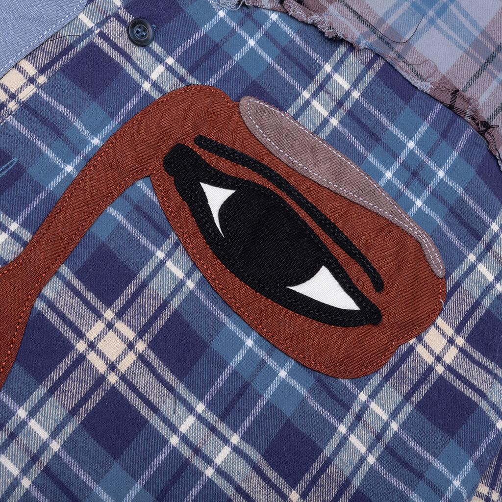 Face Patchwork Flannel - Blue Multi - Image 3