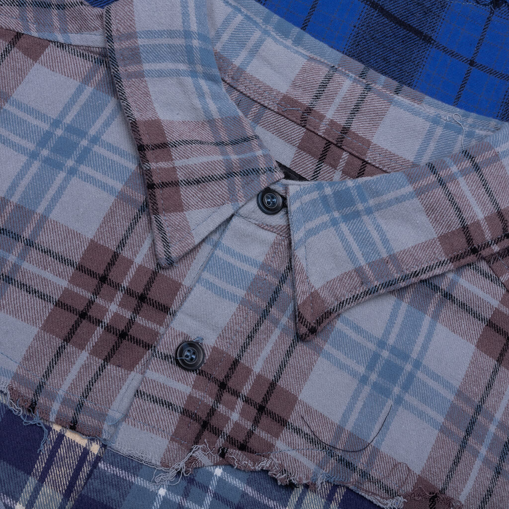 Face Patchwork Flannel - Blue Multi - Image 4