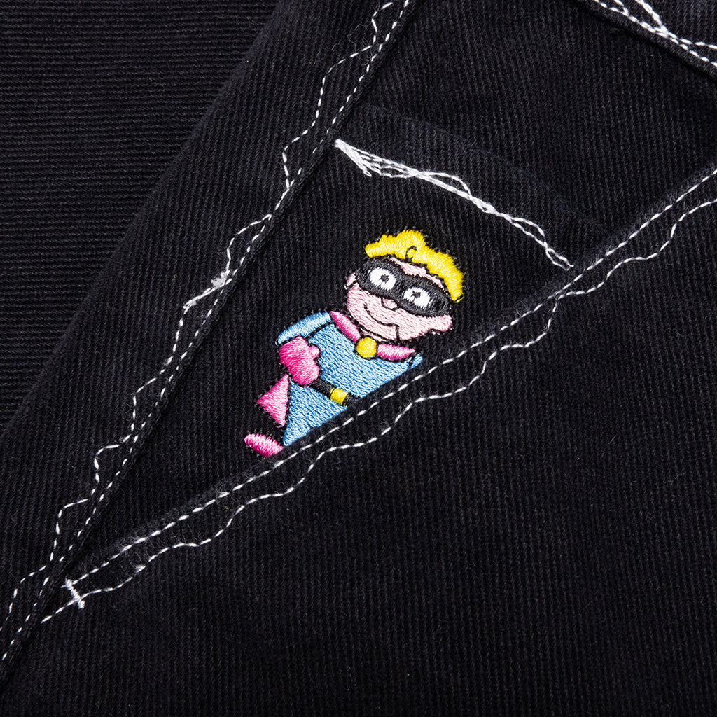 Messy Stitched Work Pants - Black - Image 3