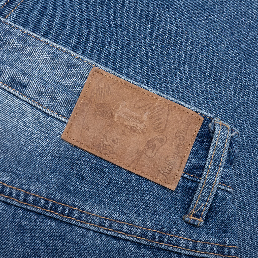 Patched Flare Pant - Blue - Image 5