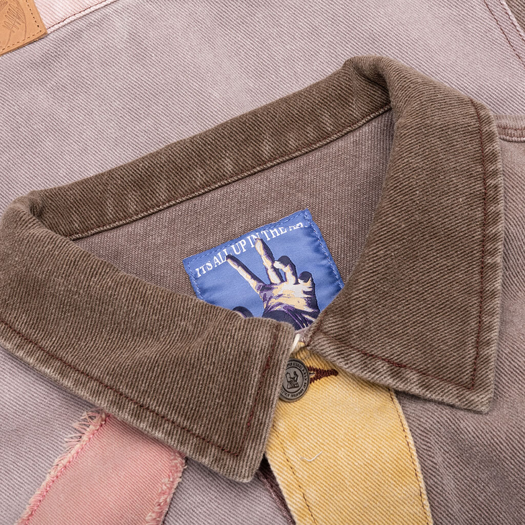Patchwork Face Colorblocked Twill Jacket - Brown/Multi - Image 3