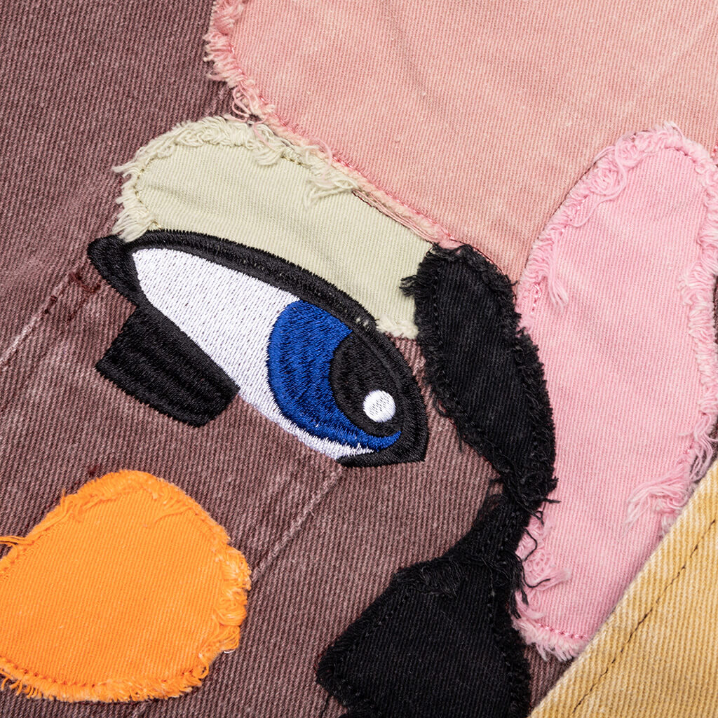 Patchwork Face Colorblocked Twill Jacket - Brown/Multi - Image 4