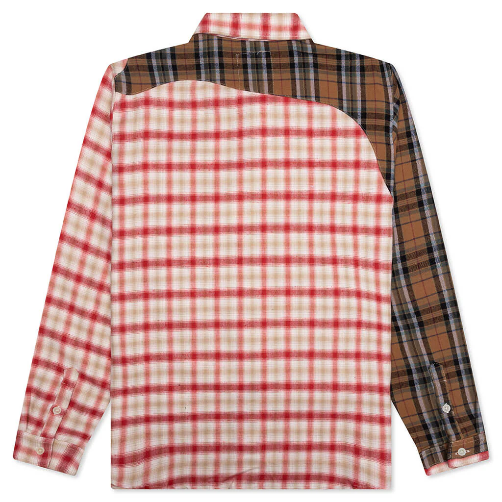 Patchwork Face Flannel Shirt - Red - Image 2