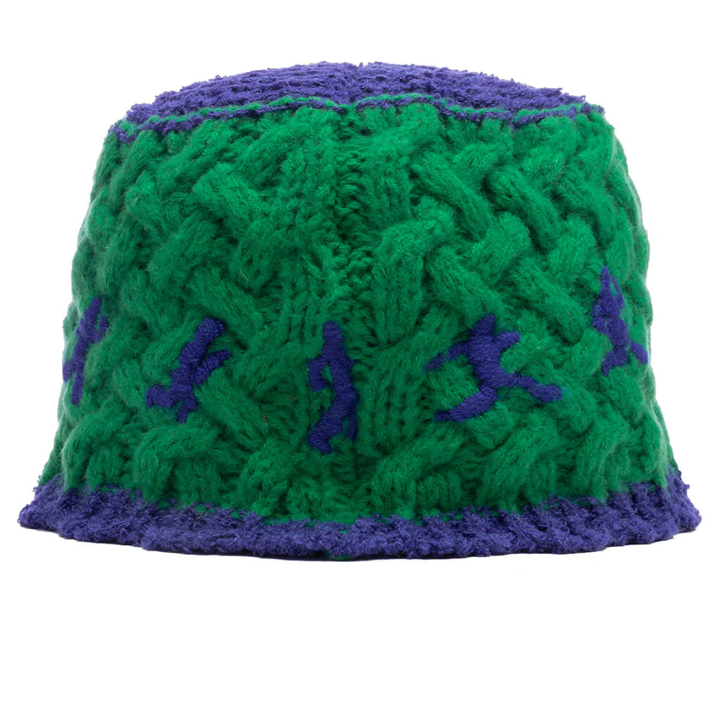 Running Man Crochet Hat - Green/Blue - Image 2