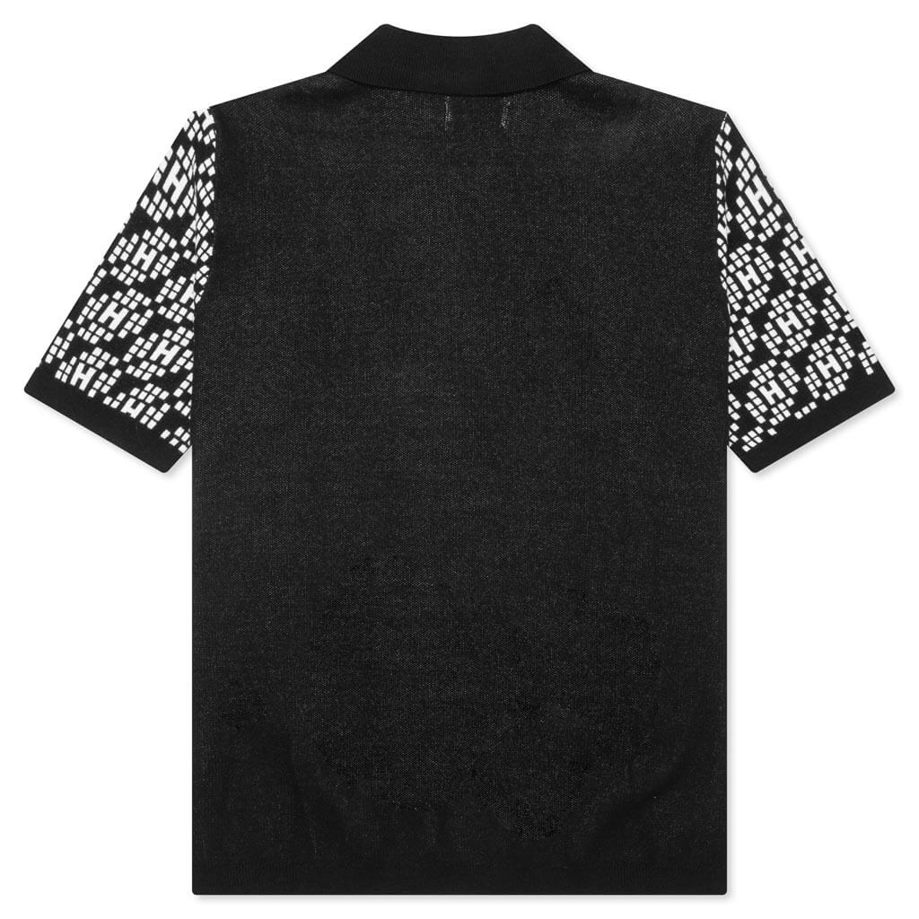 Knit H Pattern Polo - Black - Image 2