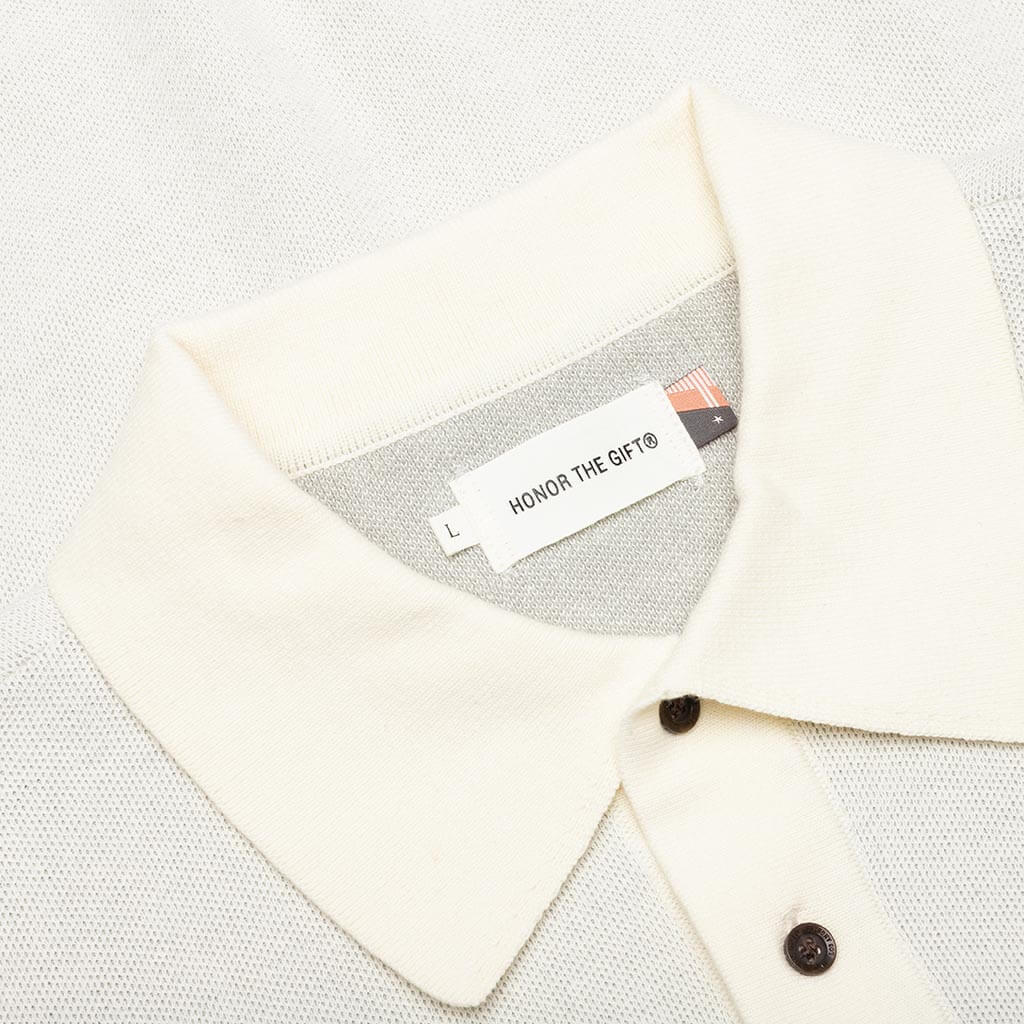 Knit H Pattern Polo - Bone - Image 3