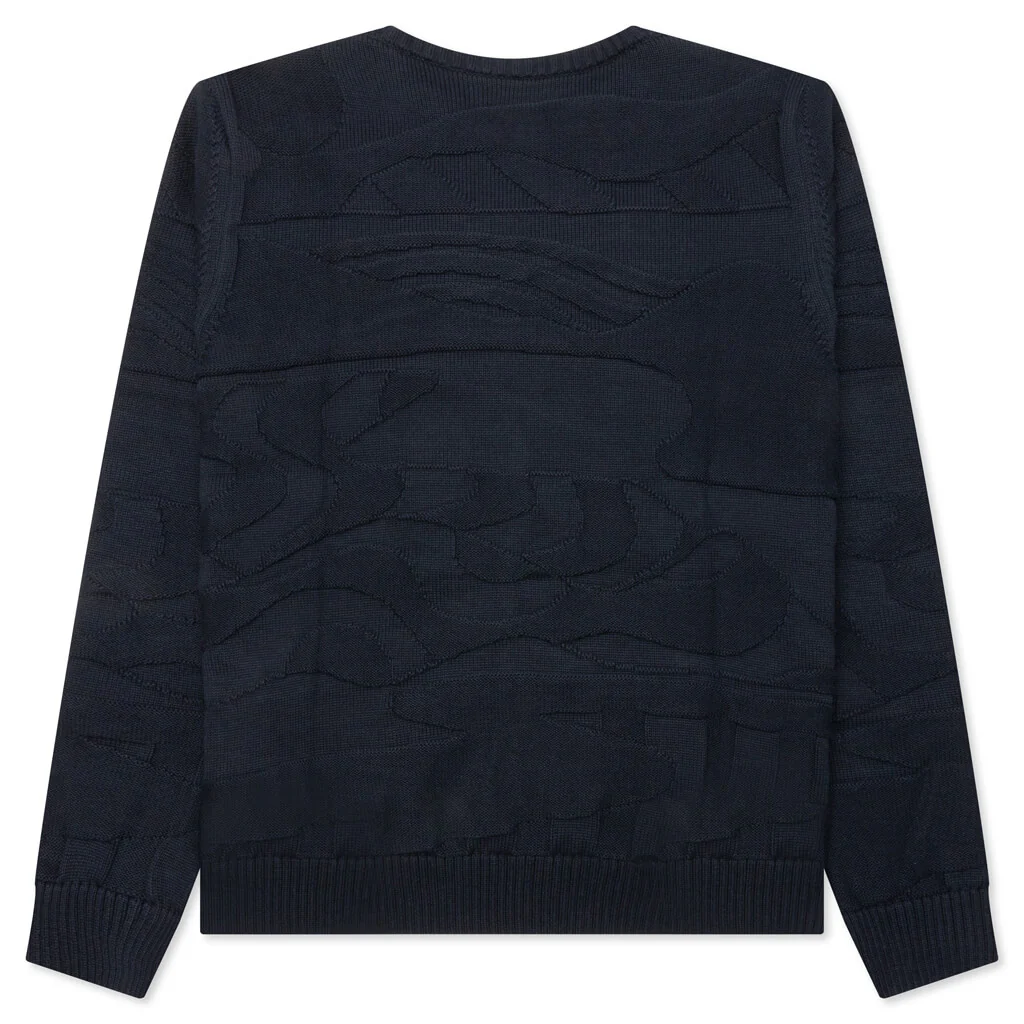 Landscaped Knitted Pullover - Navy Blue - Image 2