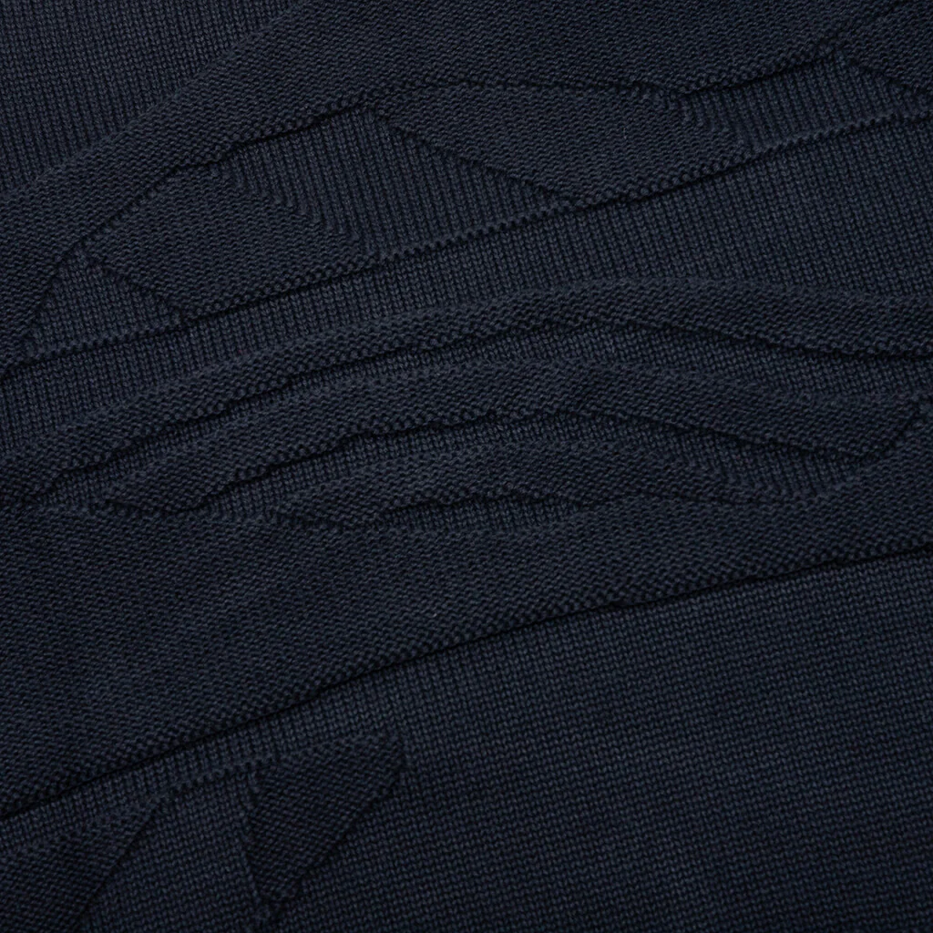 Landscaped Knitted Pullover - Navy Blue - Image 4