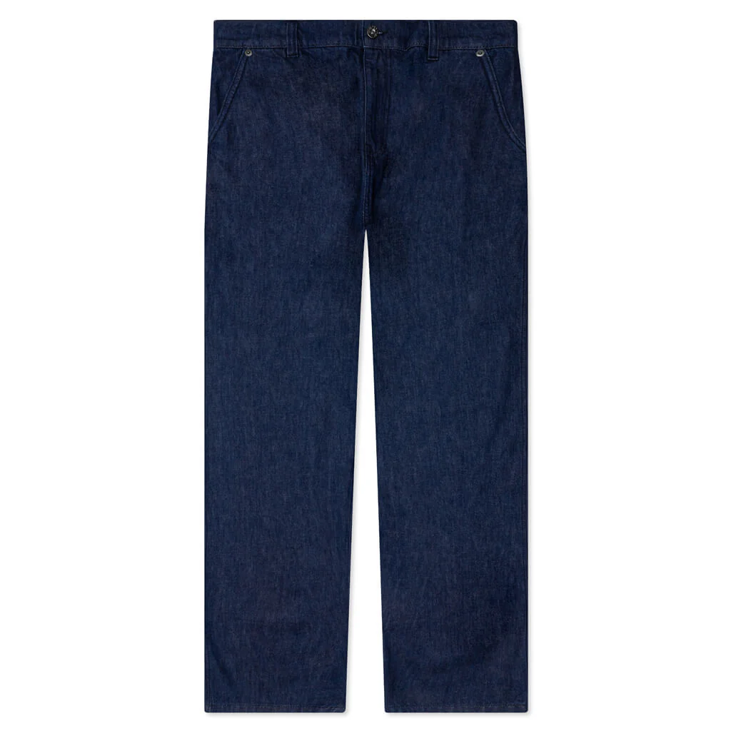 Logo Grid Turn Up Workwear Jeans - Indigo
