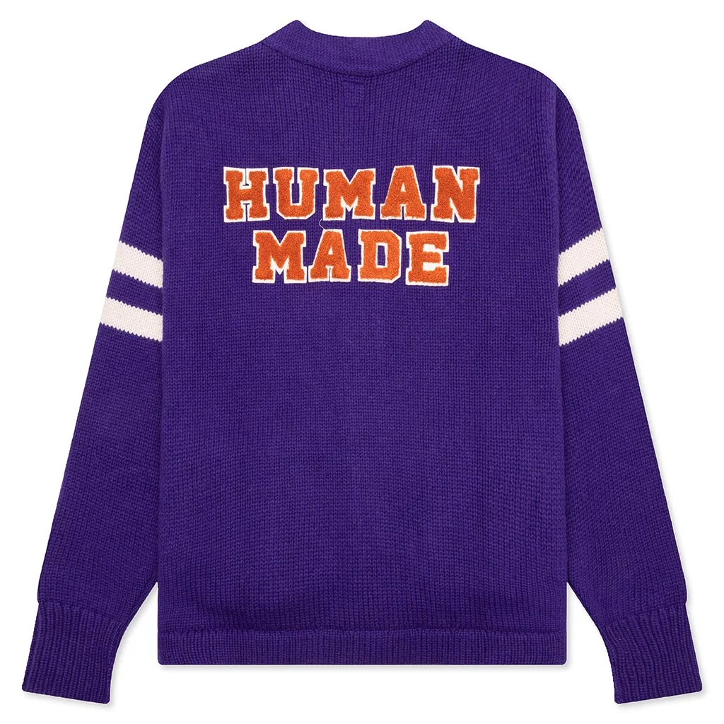 Low Gauge Knit Cardigan - Purple - Image 2