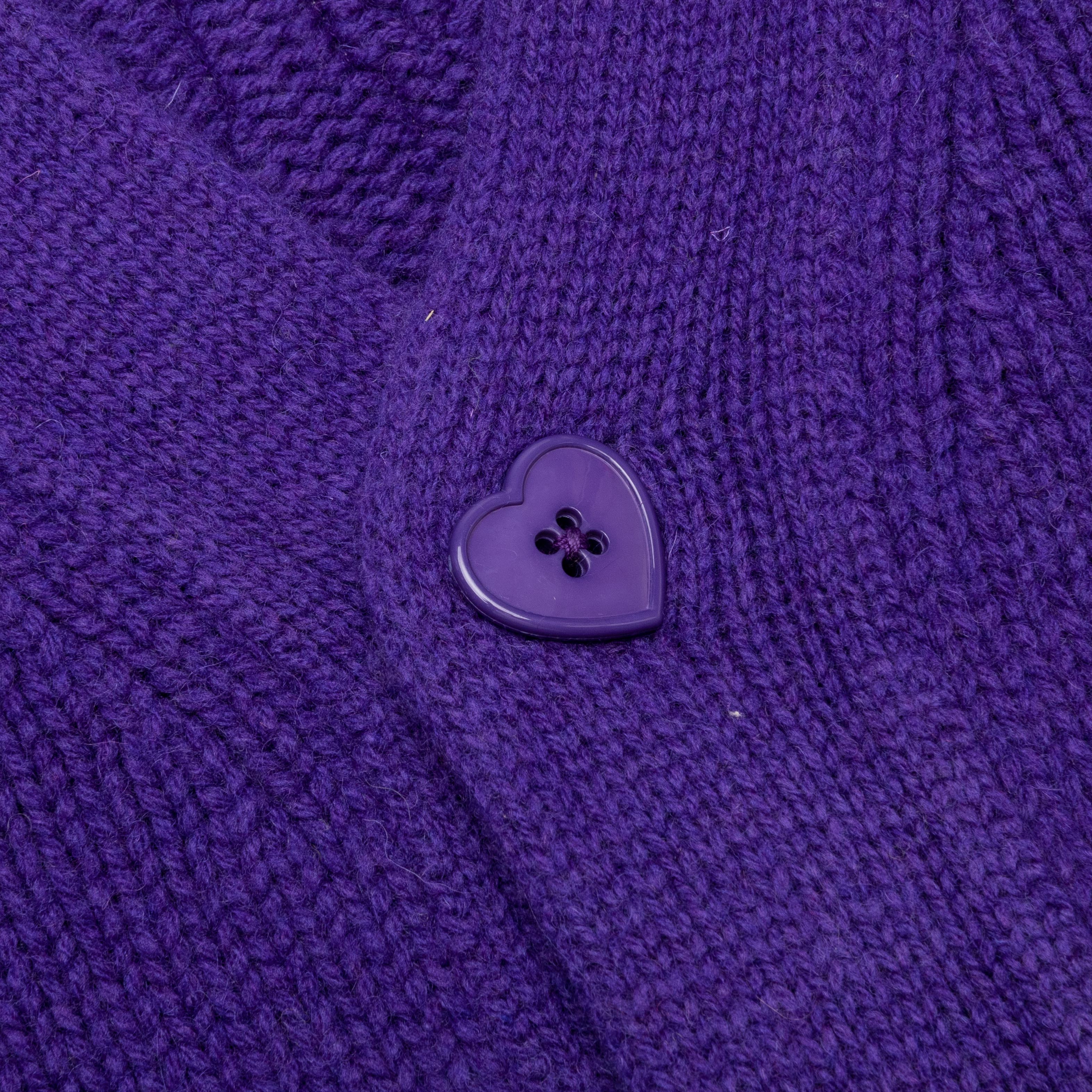 Low Gauge Knit Cardigan - Purple - Image 3