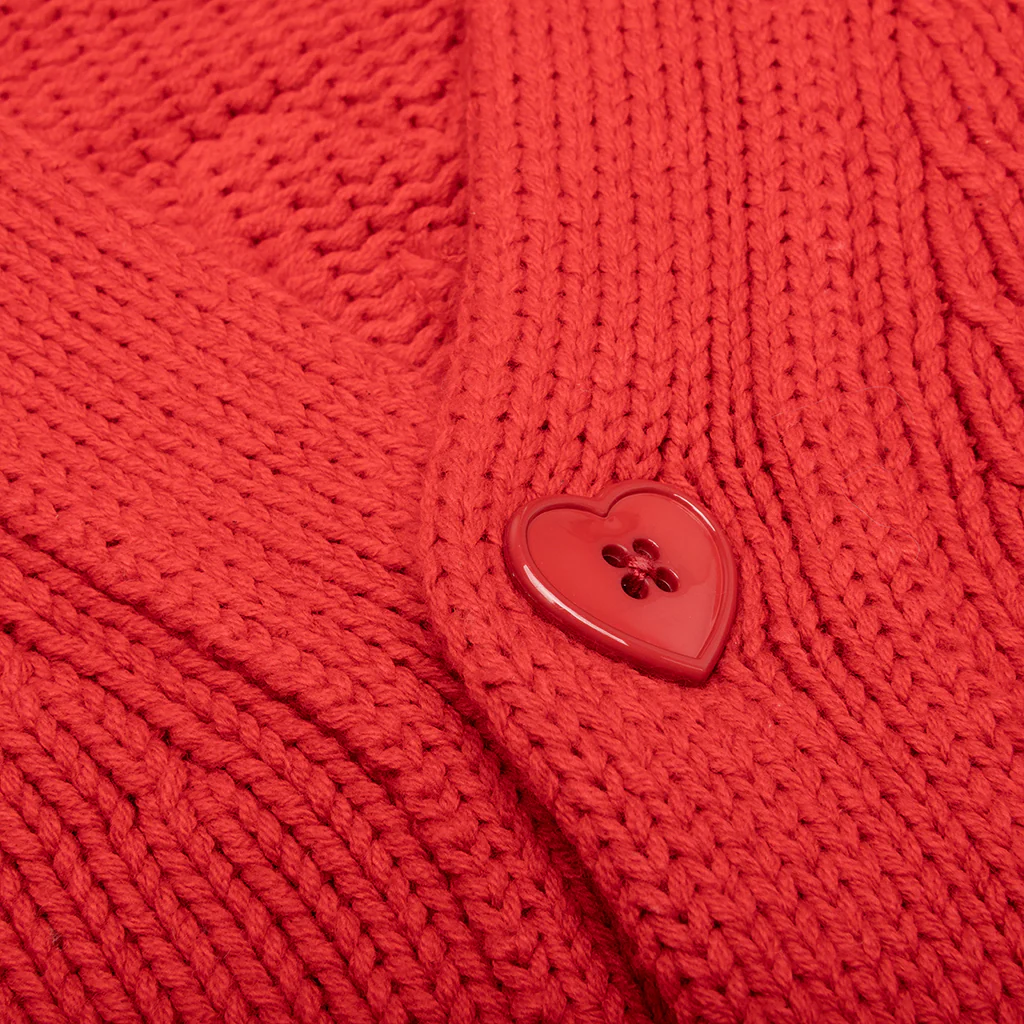 Low Gauge Knit Cardigan - Red - Image 3