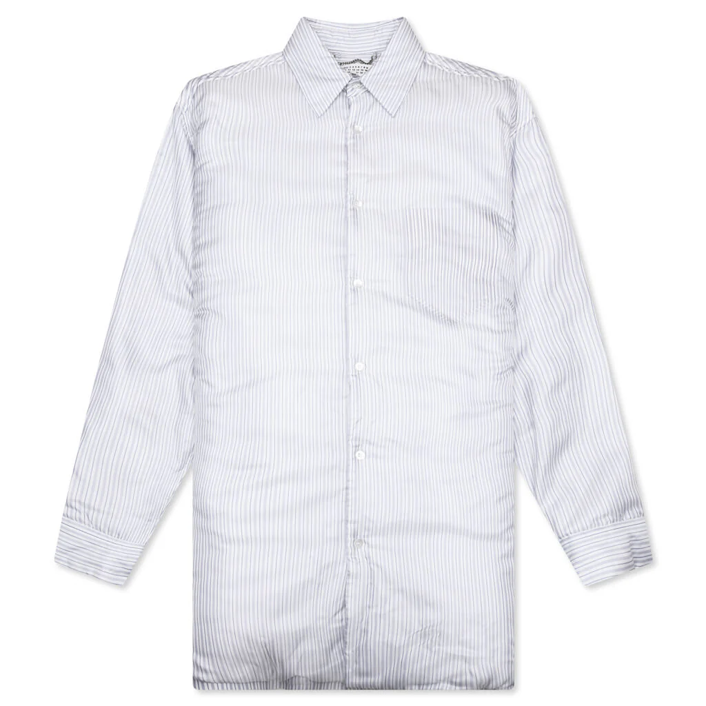 Padded Stripe L/S Shirt - Blue