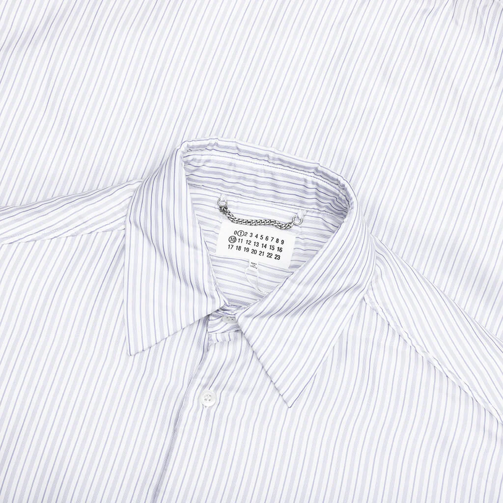 Padded Stripe L/S Shirt - Blue - Image 3