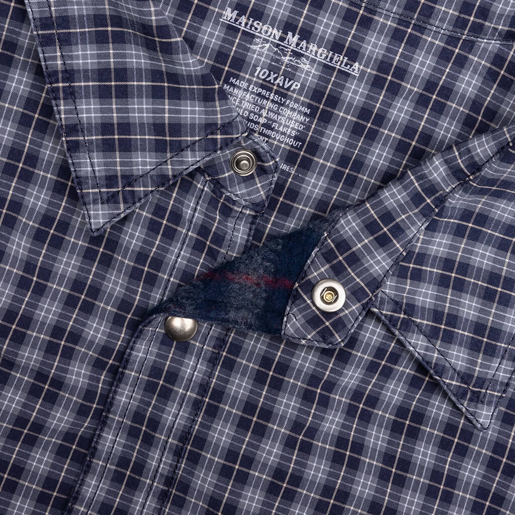 Reversible Padded Shirt - Blue/Grey Check - Image 3