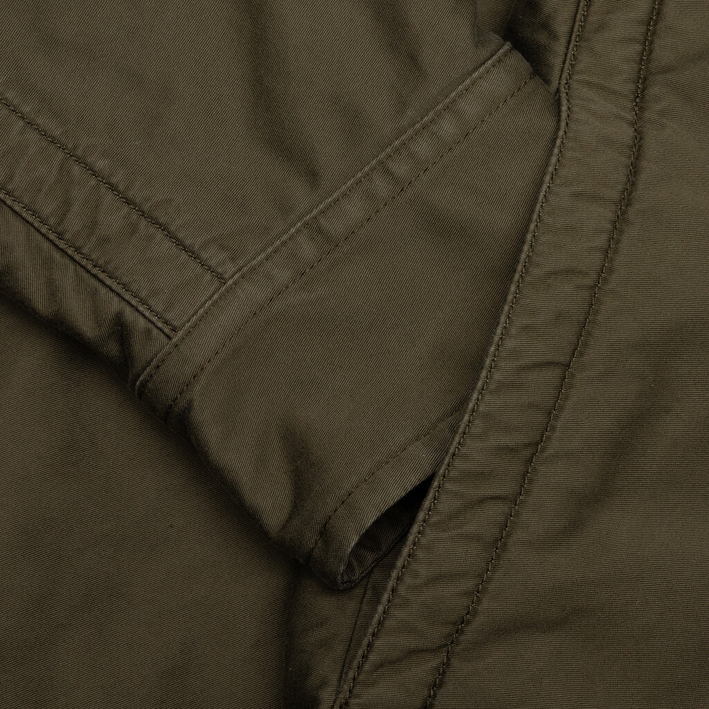 Padded Cotton Satin Shirt - Military Green - Image 3