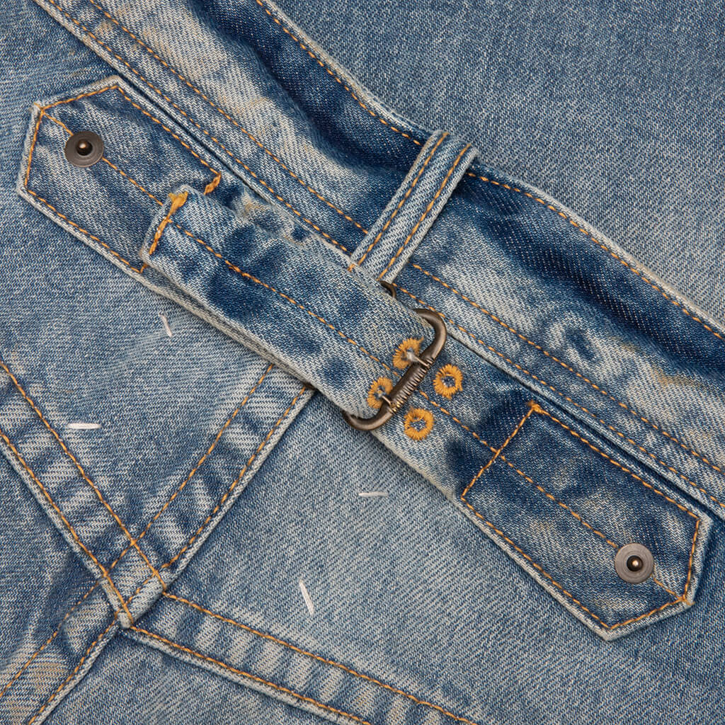 Straight Leg Cropped Jeans - Washed Blue - Image 4