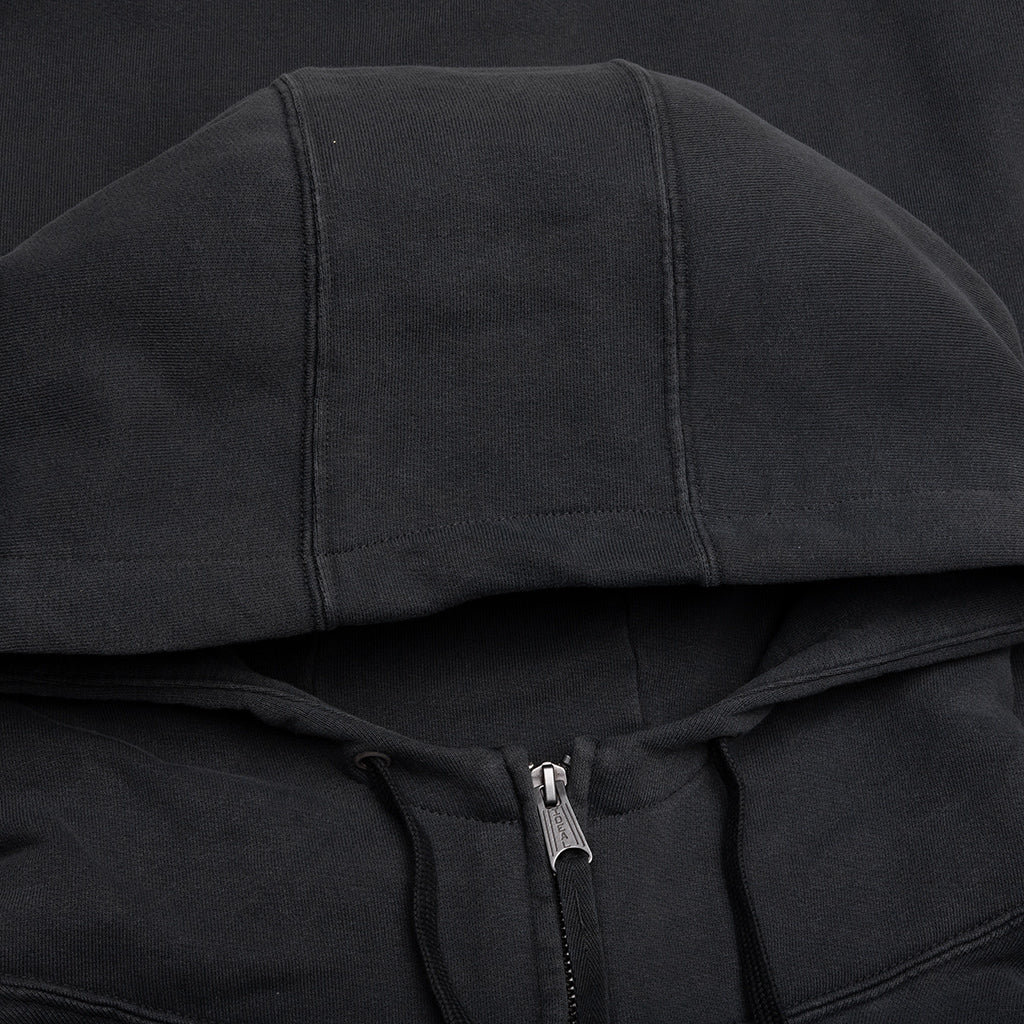 Reverse Applicated Stitch Logo Zipped Hoodie - Washed Black - Image 3