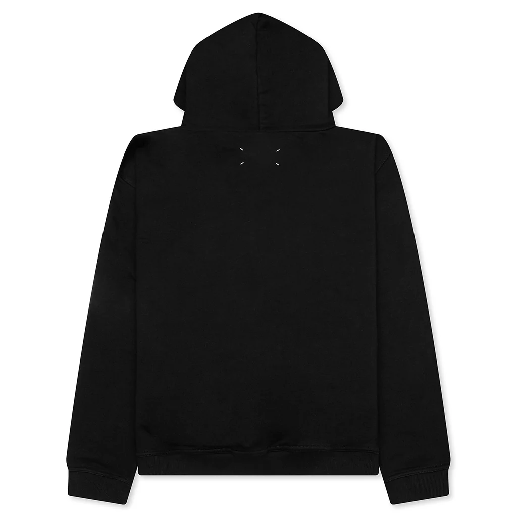 Upside Down Logo Hoodie - Black/White Embroidery - Image 2