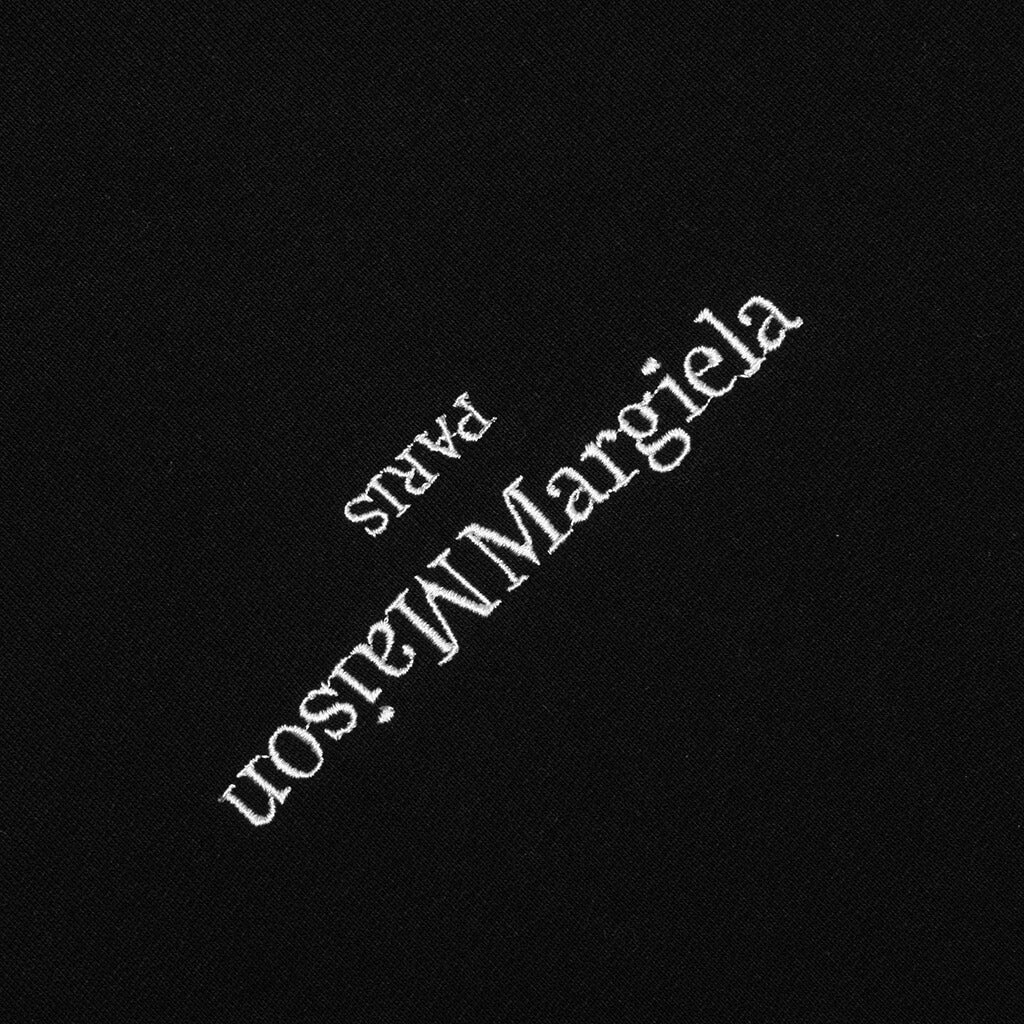 Upside Down Logo Hoodie - Black/White Embroidery - Image 3