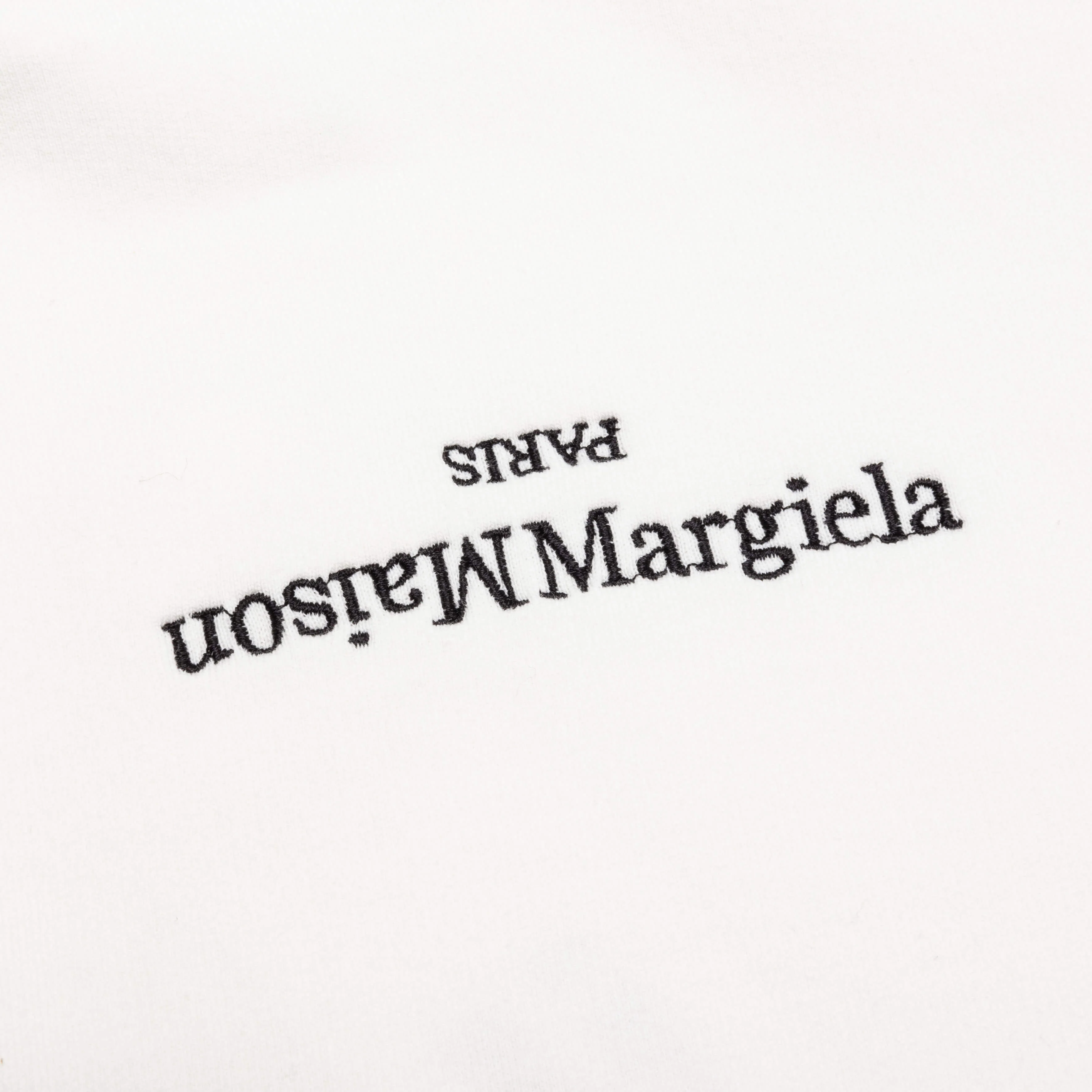 Upside Down Logo Hoodie - Off White/Black Embroidery - Image 3