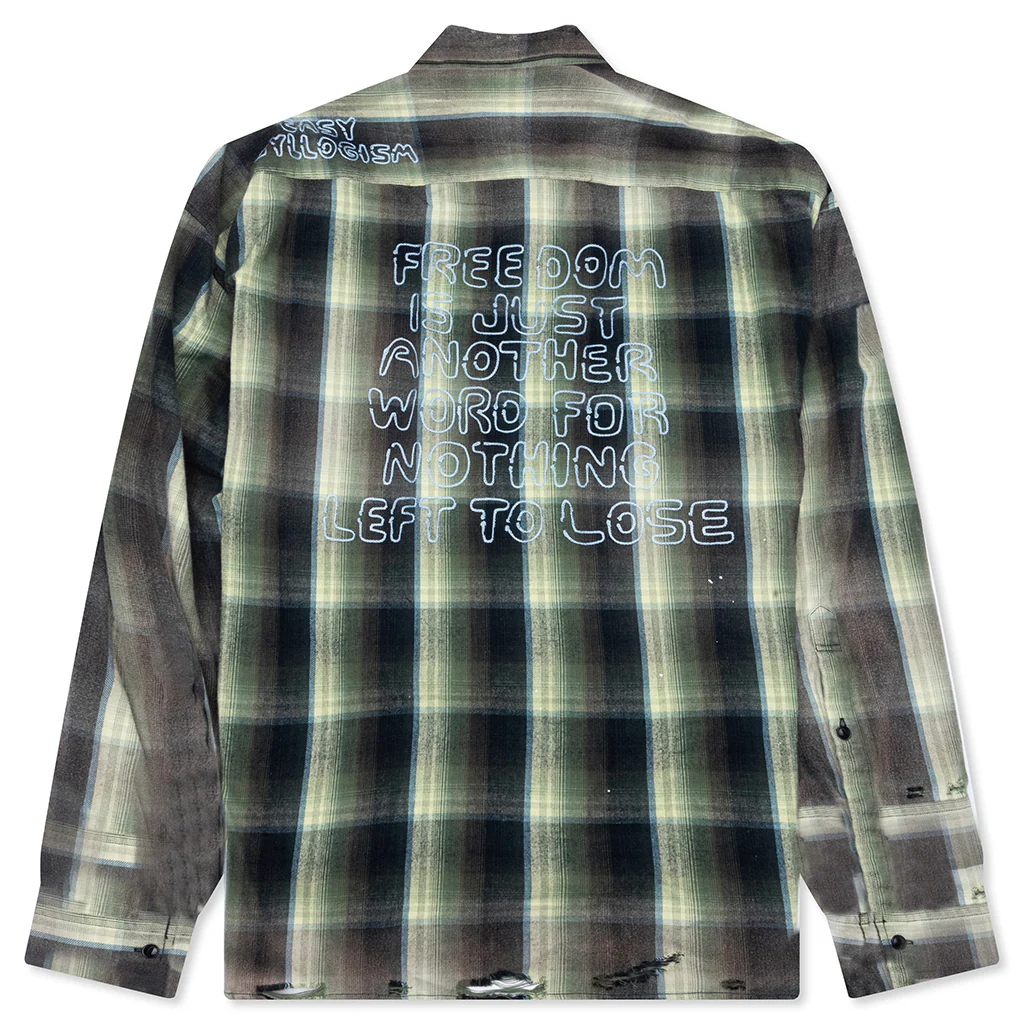 Vintage Like Check L/S Shirt - Green - Image 2