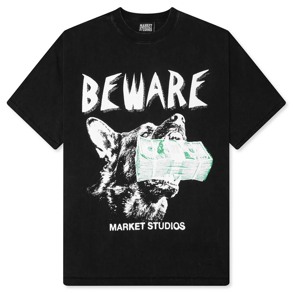 Beware My Income T-Shirt - Washed Black
