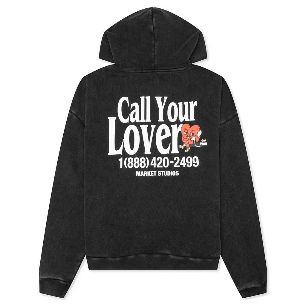Call My Lover Hoodie - Washed Black - Image 2