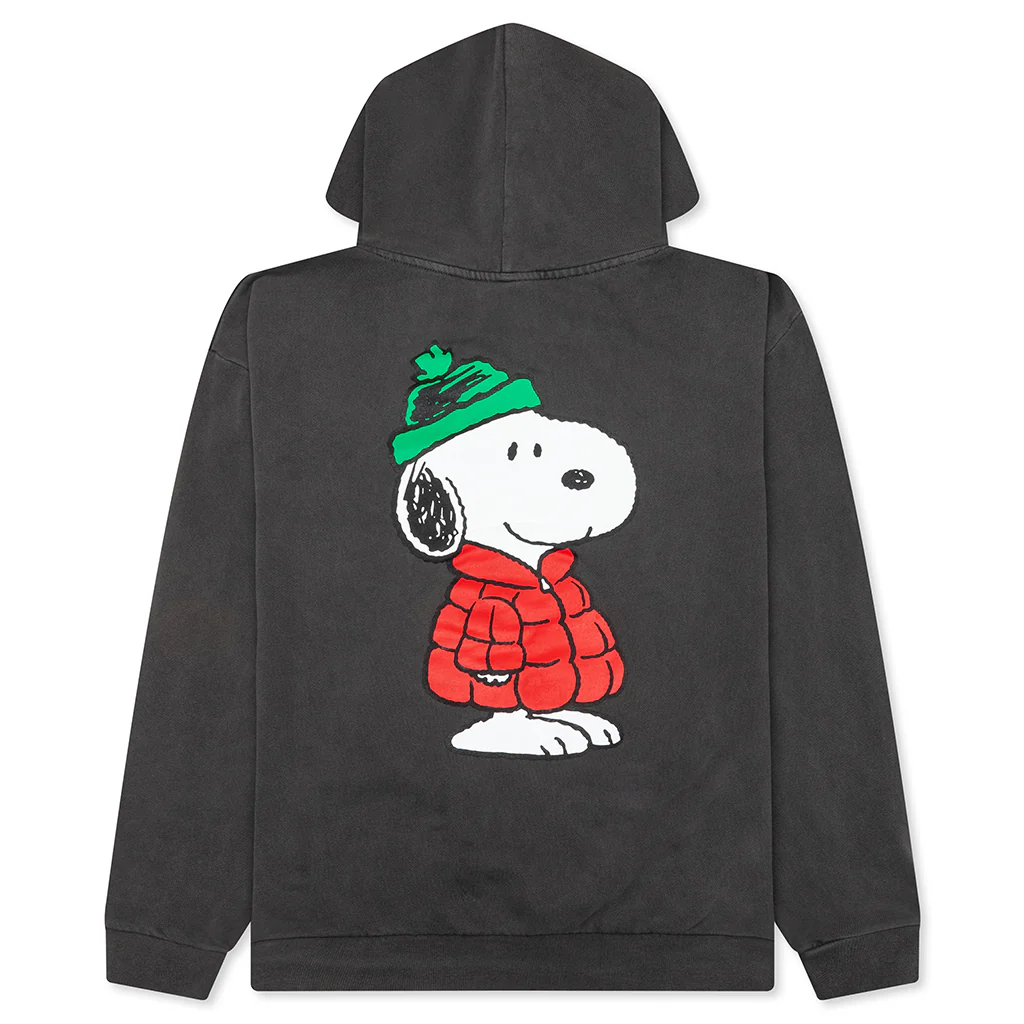 Peanuts Puffer Hoody - Washed Black - Image 2