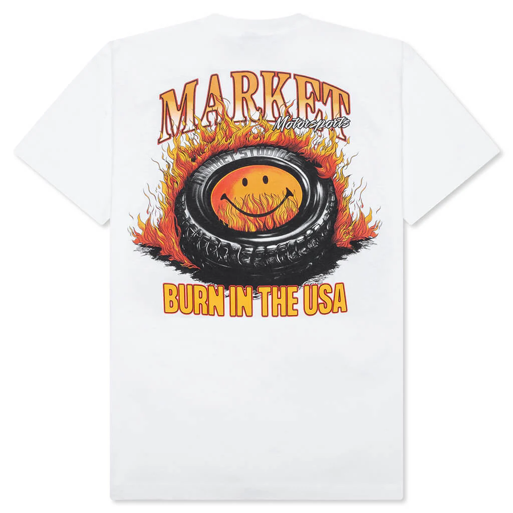 Smiley Burnt Rubber T-Shirt - White - Image 2
