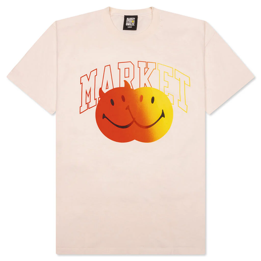 Smiley Good And Evil T-Shirt - Unbleached Cotton
