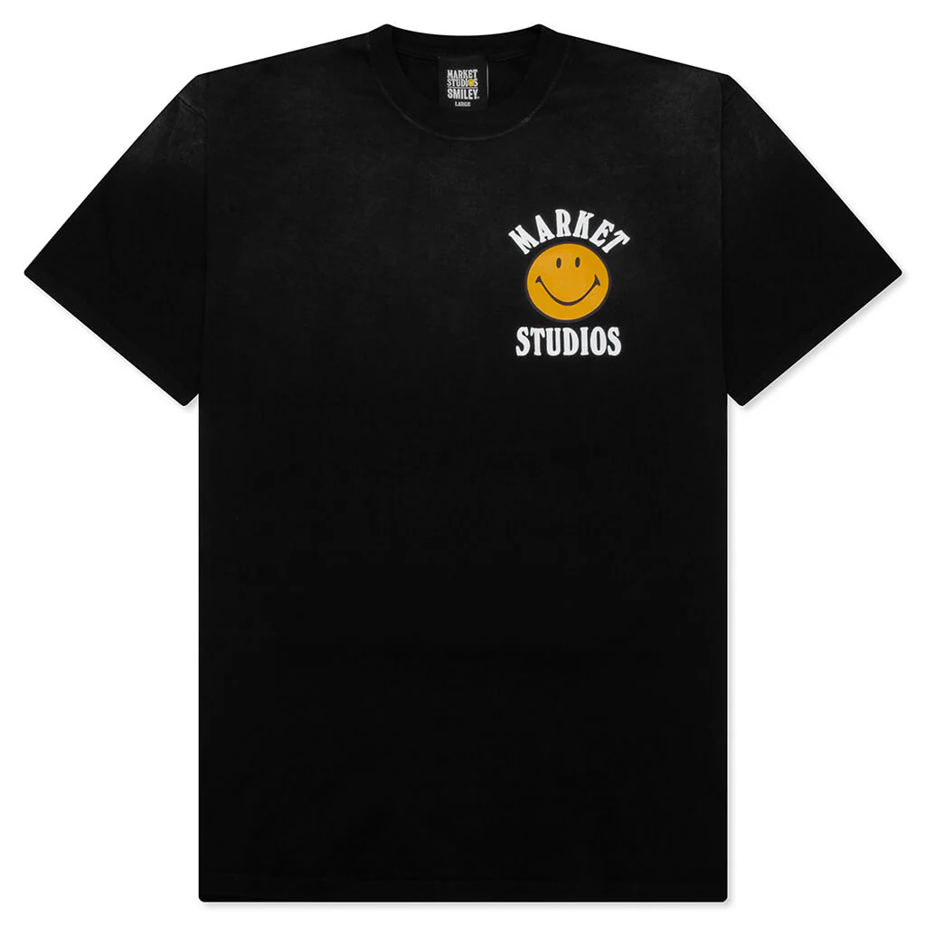 Smiley Upside Down Lockup T-Shirt - Jet Black