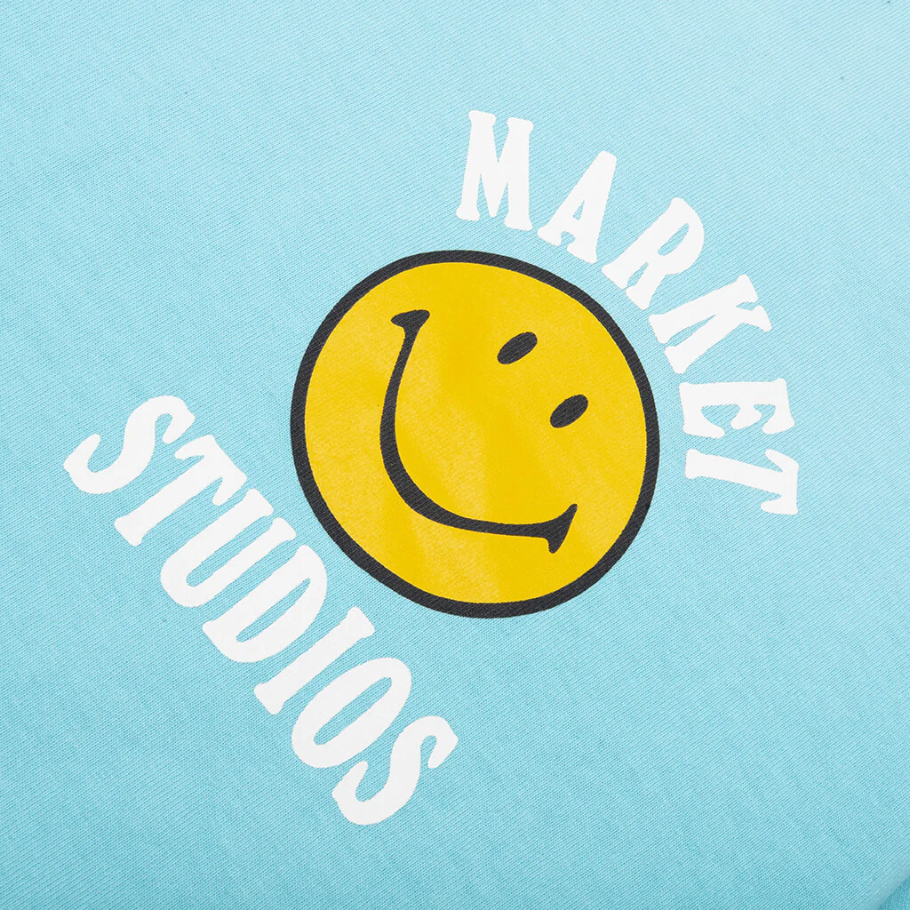 Smiley Upside Down Lockup T-Shirt - Retro Blue - Image 3