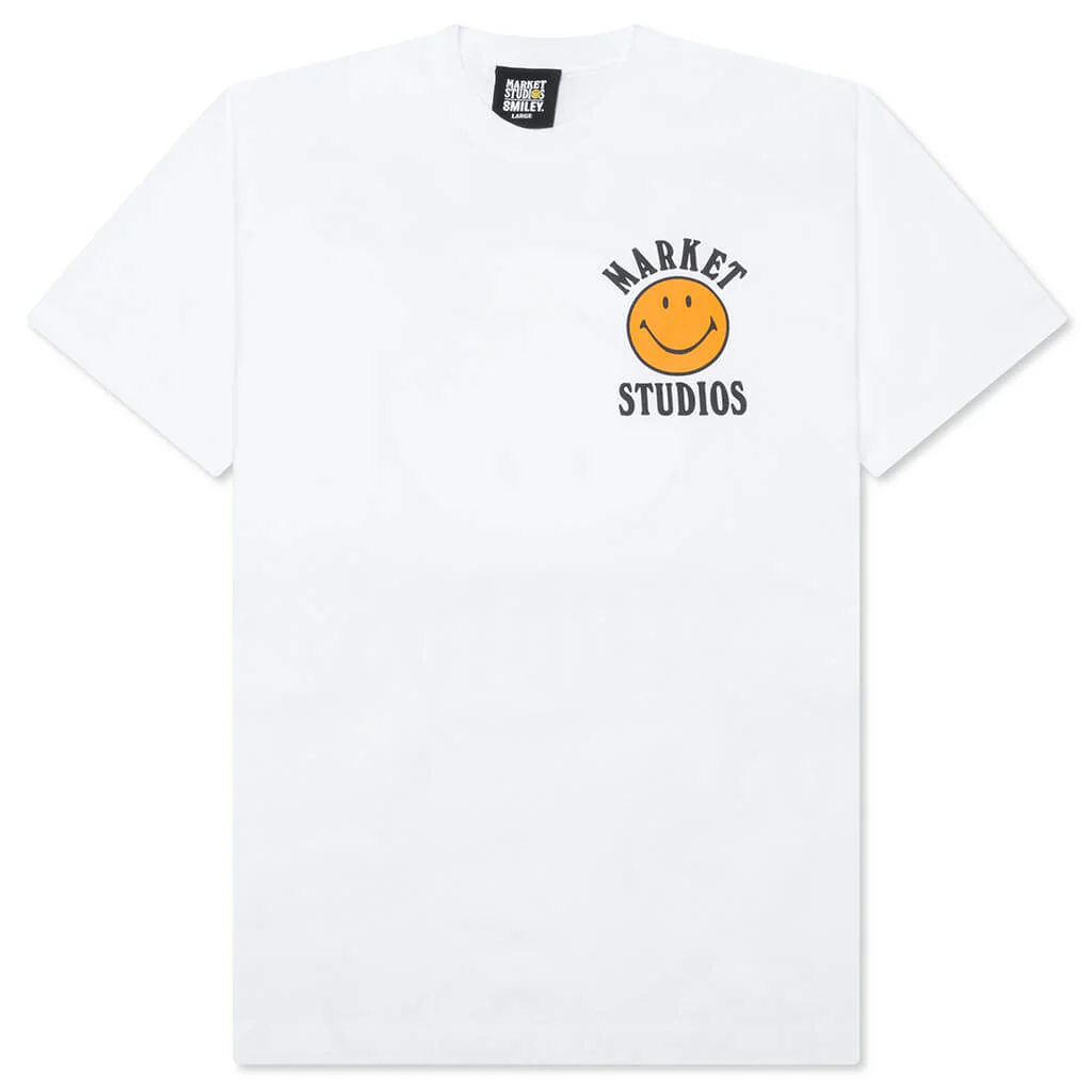 Smiley Upside Down Lockup T-Shirt - White