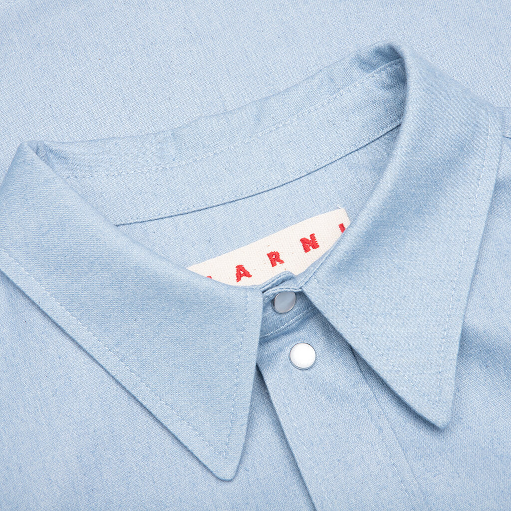 Blue Denim Shirt with Trunakaroo Plaque- Iris Blue - Image 3