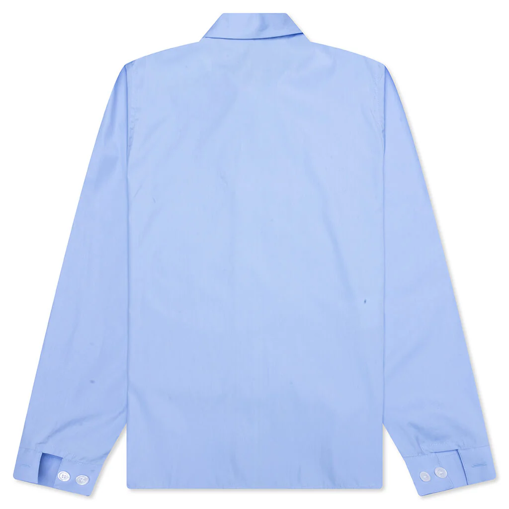 Organic Poplin Zip Shirt With Hidden Logo- Iris/Blue - Image 2