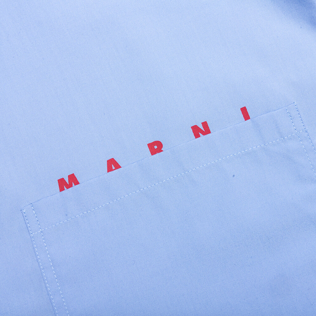 Organic Poplin Zip Shirt With Hidden Logo- Iris/Blue - Image 4