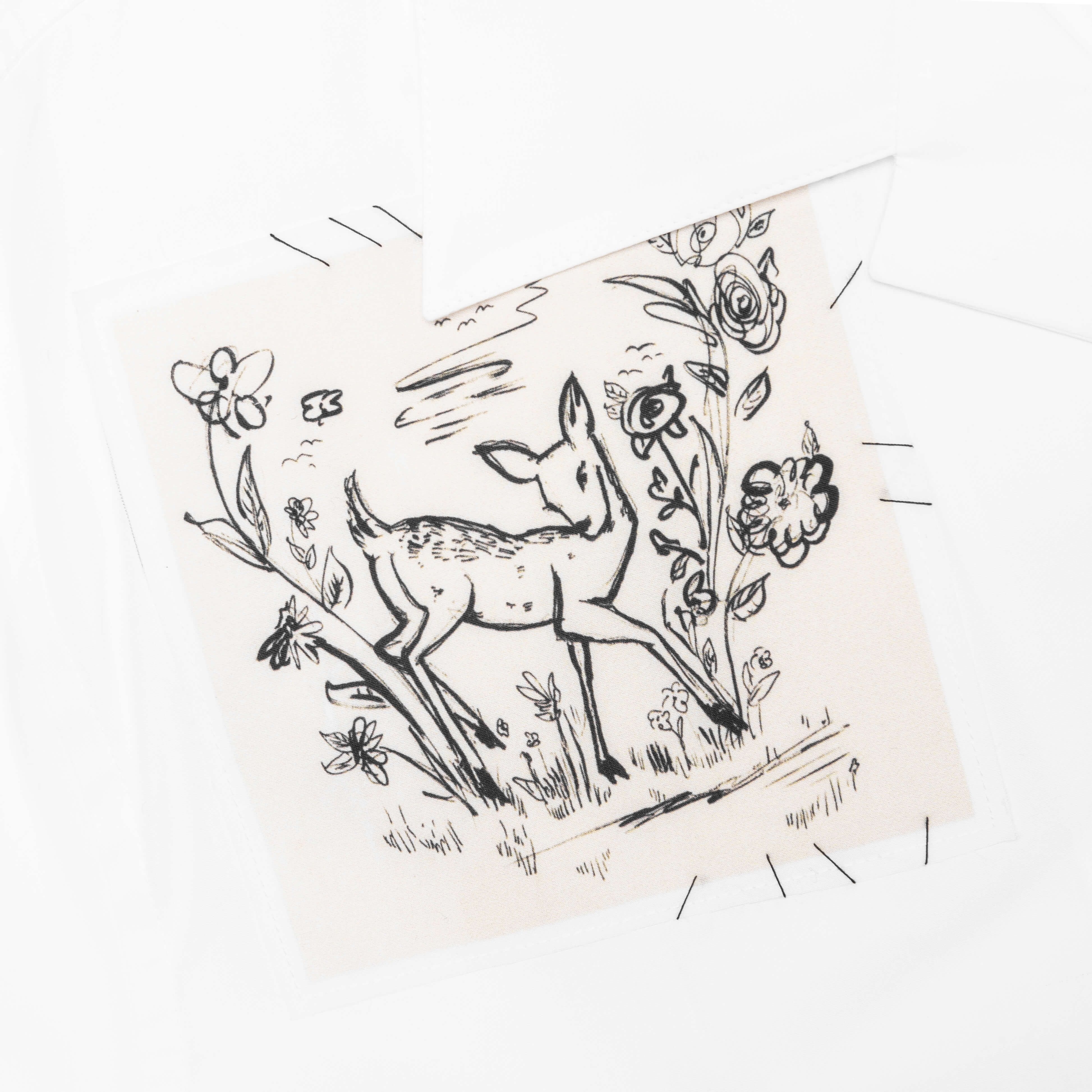 Poplin Bowling Shirt with Dante Patch - Lily White - Image 3