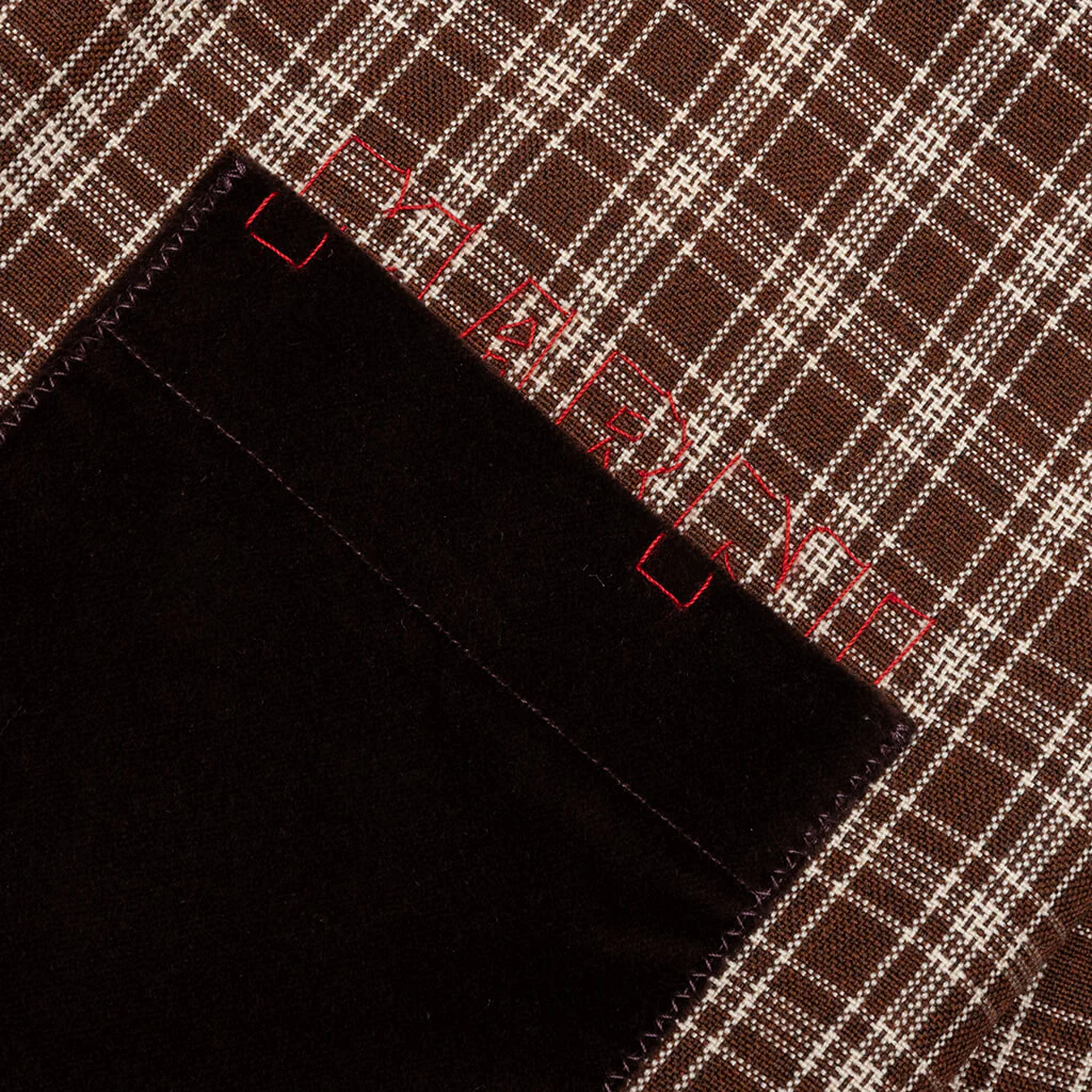 Check Grain De Poudre Wool Shirt - Maroon - Image 3