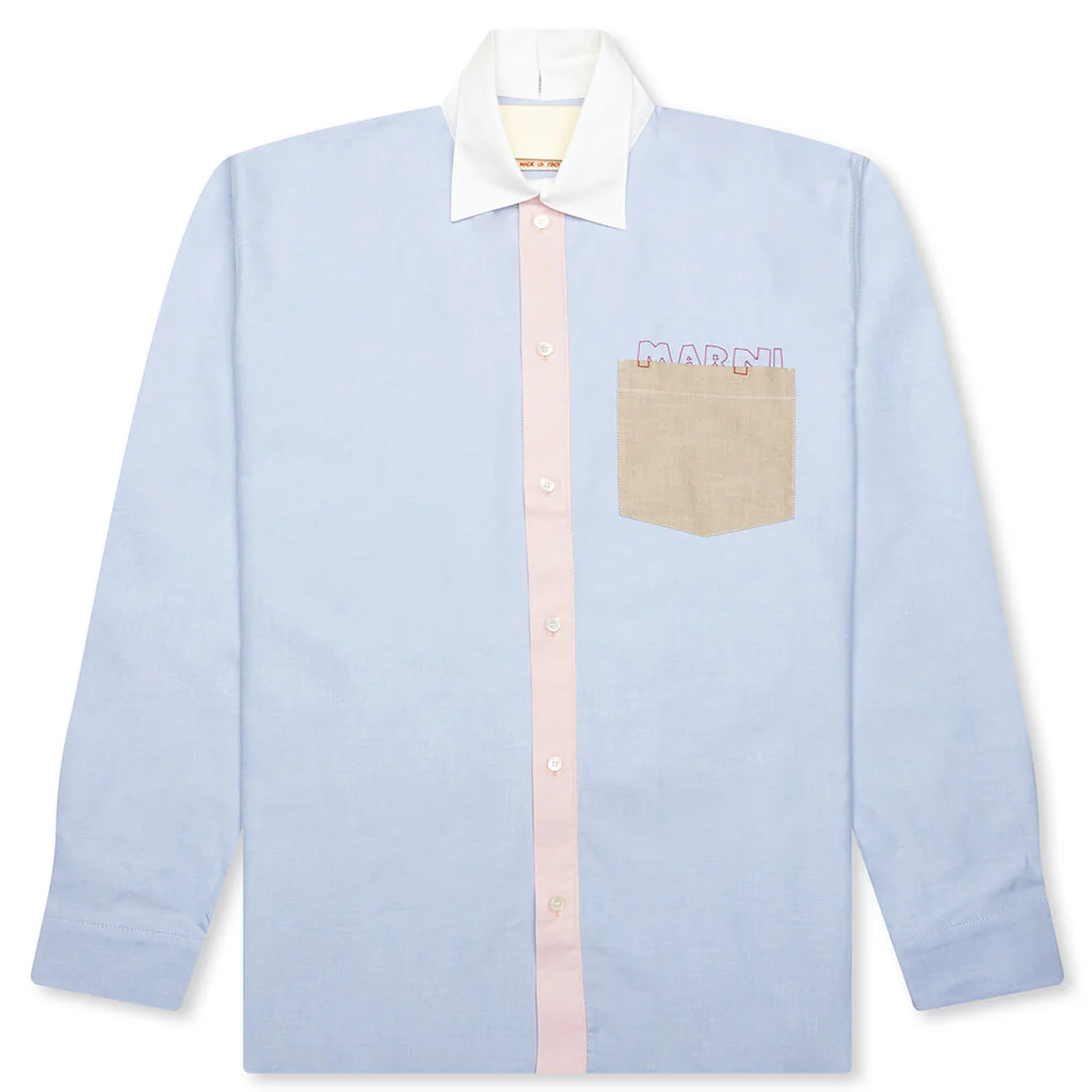 Contrast Collar Oxford Shirt - Sapphire