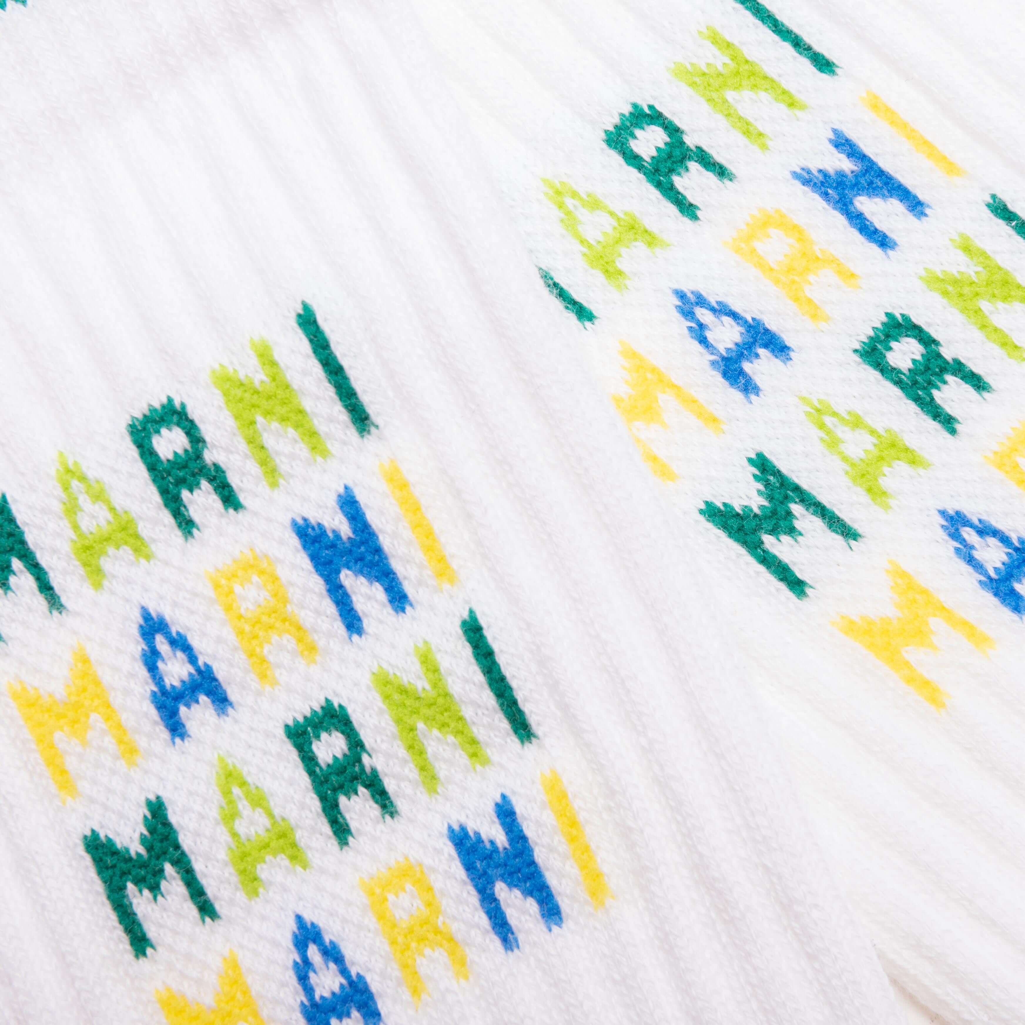 White Ribbed Cotton Socks With Multicoloured Logos - Lily White - Image 2