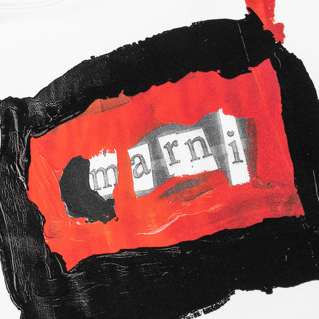 Painted On Collage Red Logo Hoodie - Lily White - Image 3