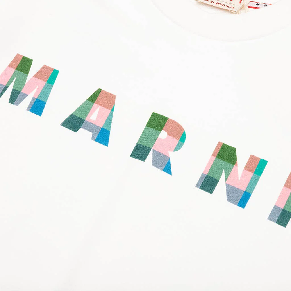 White Cotton Sweatshirt With Gingham Logo - Natural White - Image 3